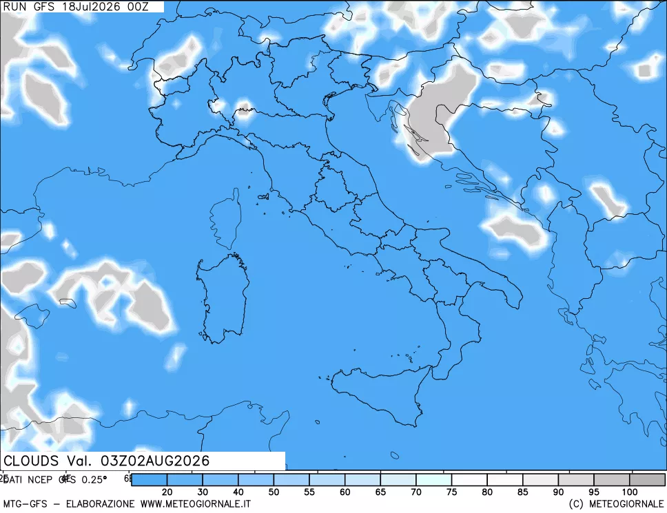mappa Nuvolosit&agrave; totale