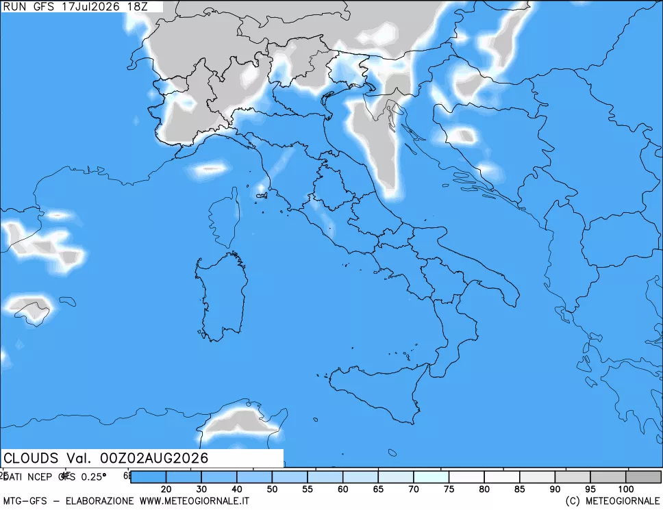 mappa Nuvolosit&agrave; totale