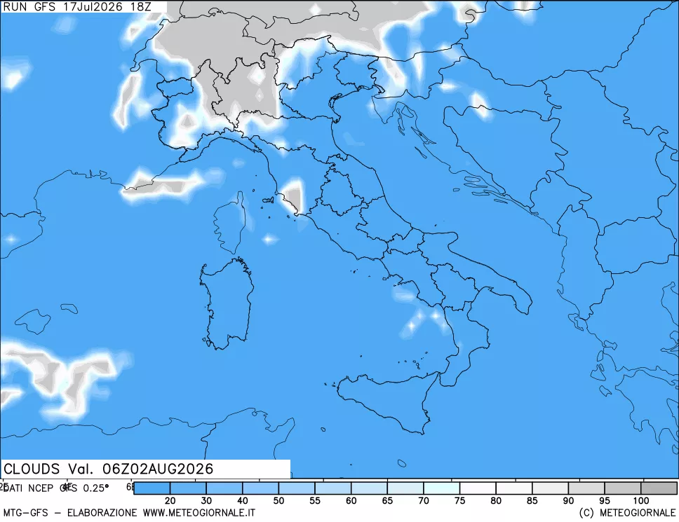 mappa Nuvolosit&agrave; totale