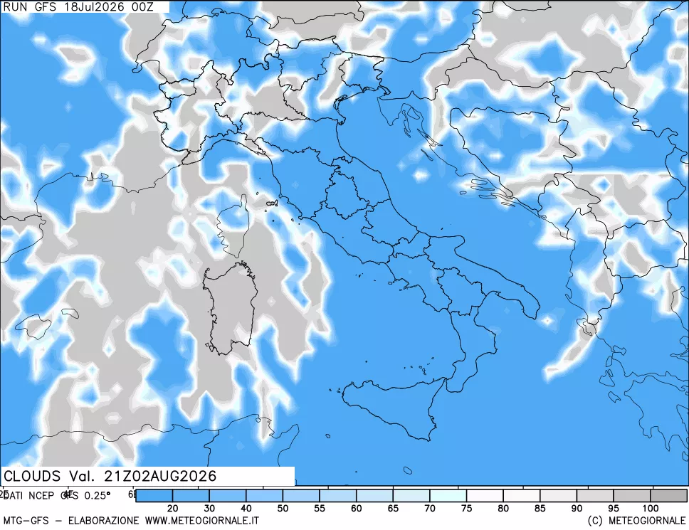 mappa Nuvolosit&agrave; totale