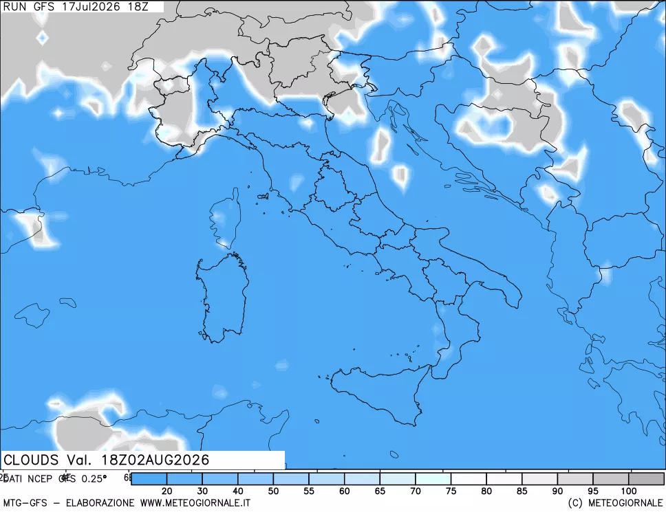 mappa Nuvolosit&agrave; totale