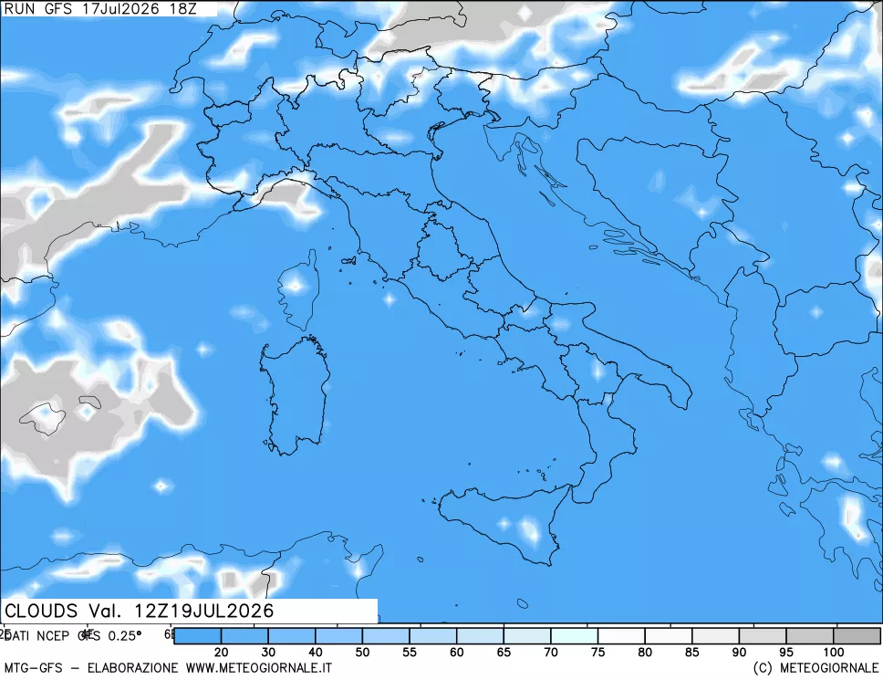 mappa Nuvolosit&agrave; totale