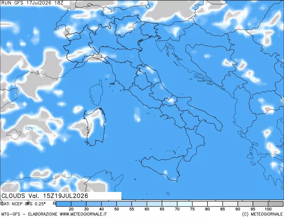 mappa Nuvolosit&agrave; totale