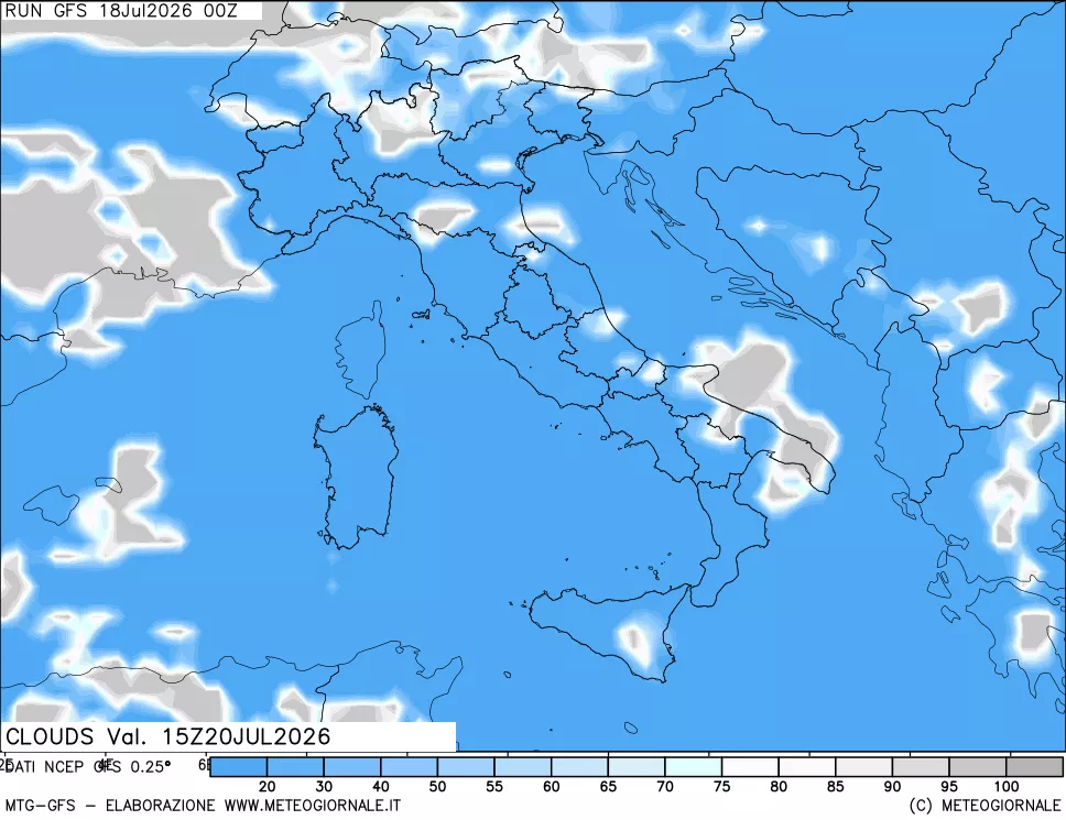 mappa Nuvolosit&agrave; totale