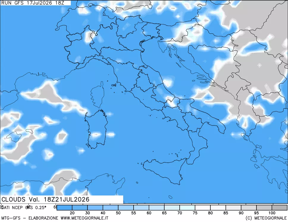 mappa Nuvolosit&agrave; totale