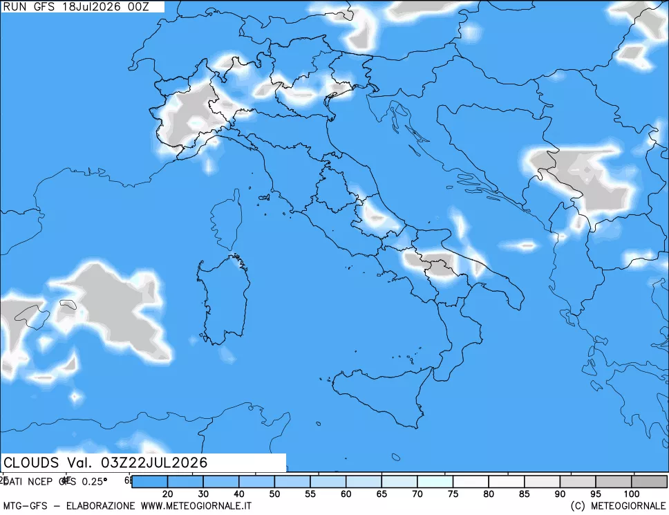 mappa Nuvolosit&agrave; totale