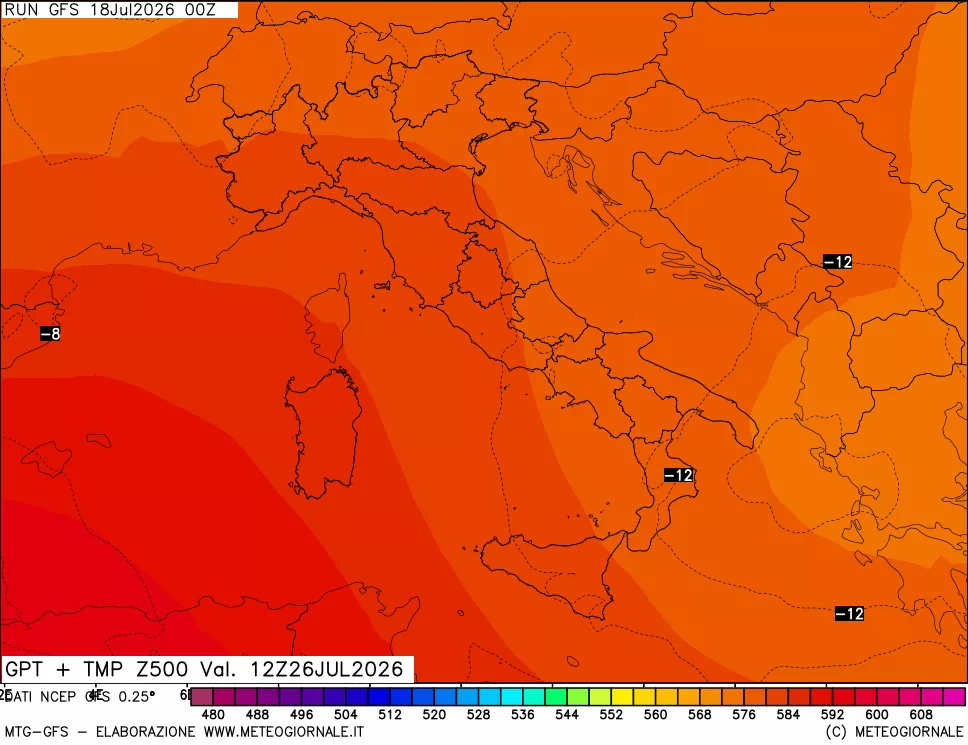 mappa 500 hPa GPT + Temp