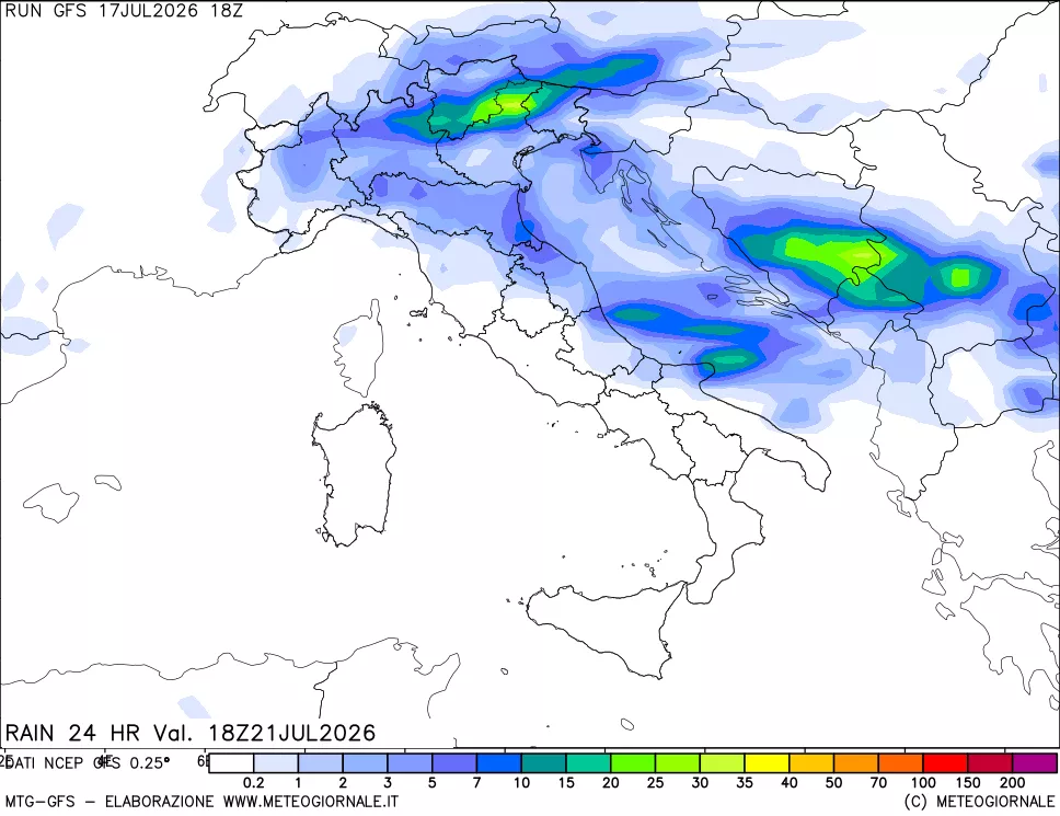 mappa Precipitazioni 24 ore precedenti