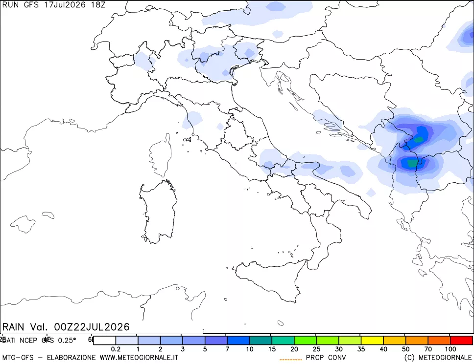 mappa Precipitazioni totali e convettive
