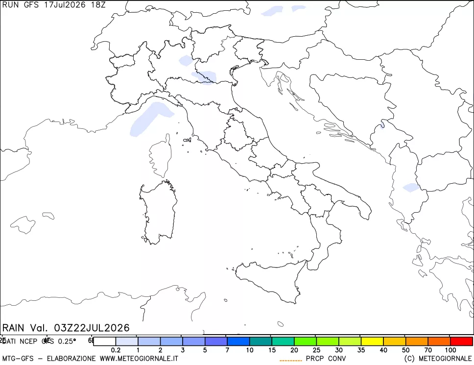mappa Precipitazioni totali e convettive