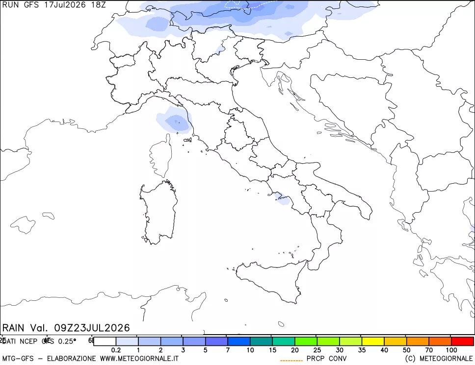 mappa Precipitazioni totali e convettive