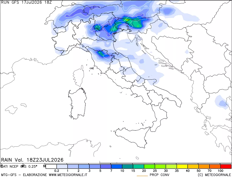 mappa Precipitazioni totali e convettive