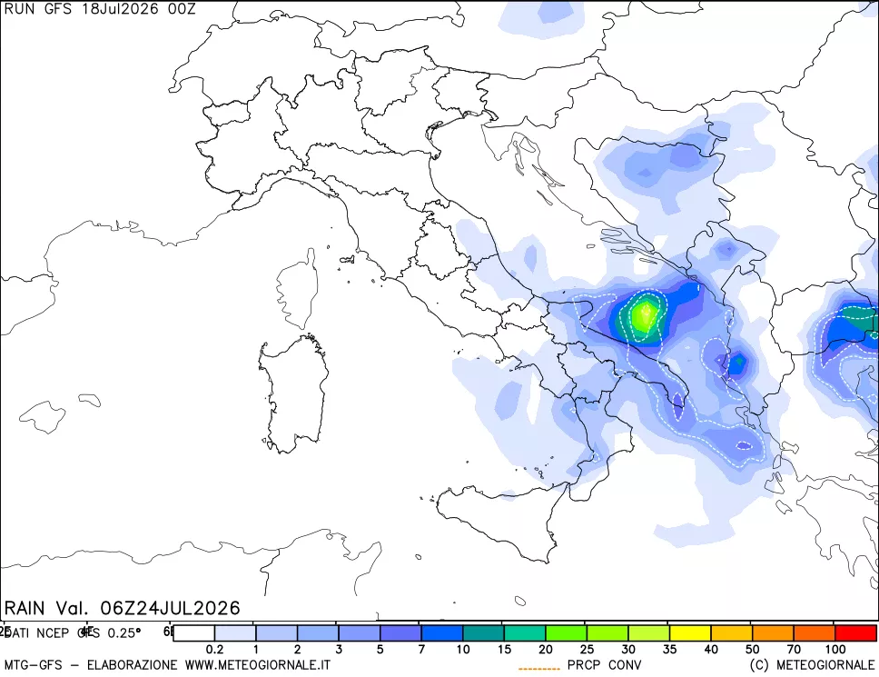 mappa Precipitazioni totali e convettive