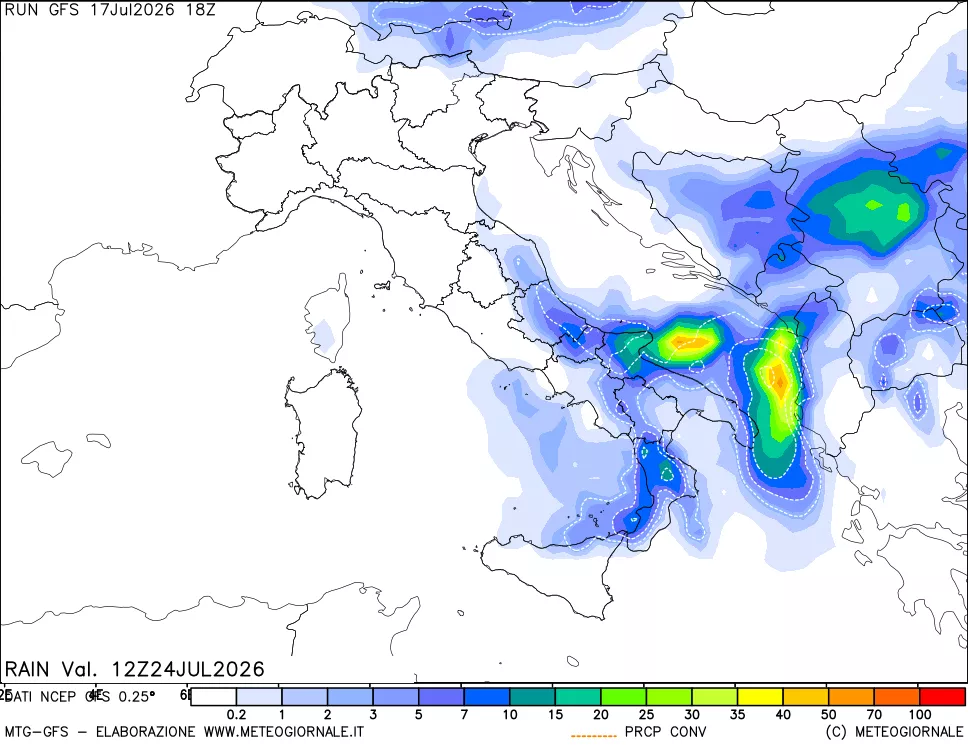 mappa Precipitazioni totali e convettive