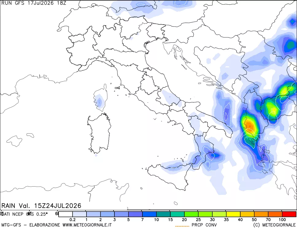 mappa Precipitazioni totali e convettive