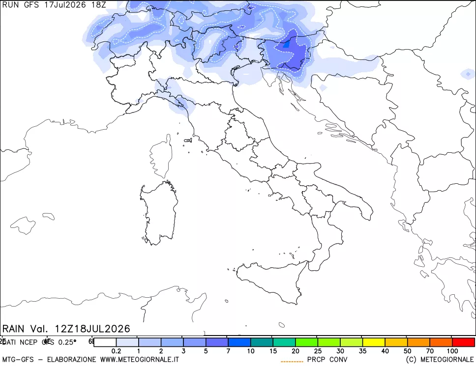 mappa Precipitazioni totali e convettive