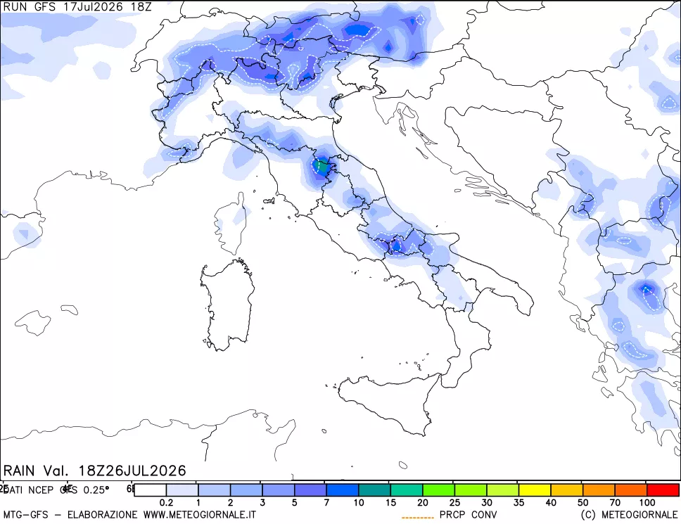 mappa Precipitazioni totali e convettive
