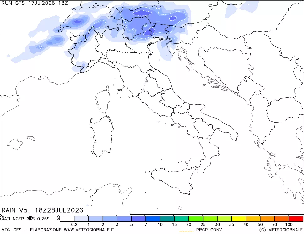 mappa Precipitazioni totali e convettive