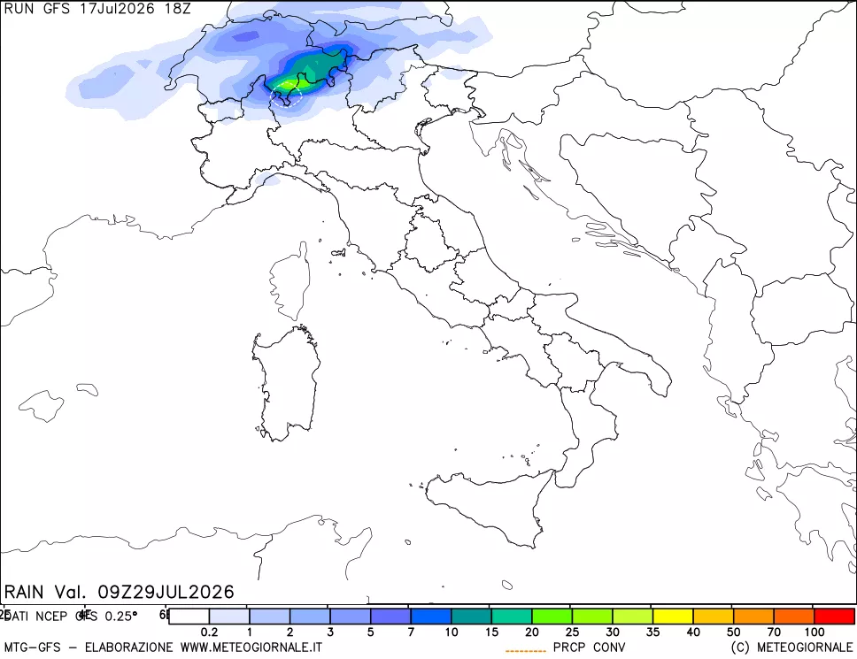 mappa Precipitazioni totali e convettive
