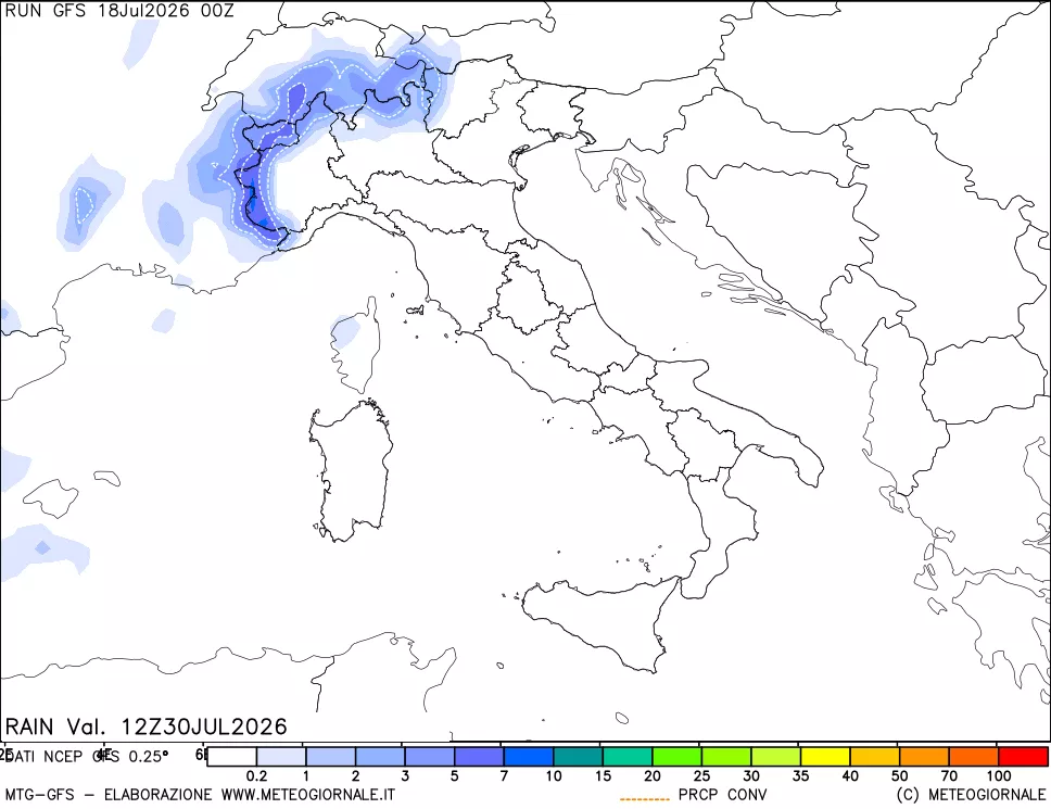 mappa Precipitazioni totali e convettive