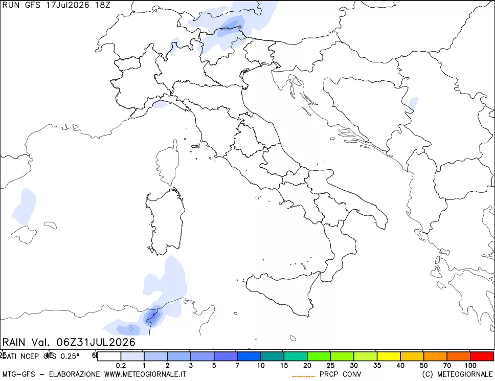 mappa Precipitazioni totali e convettive