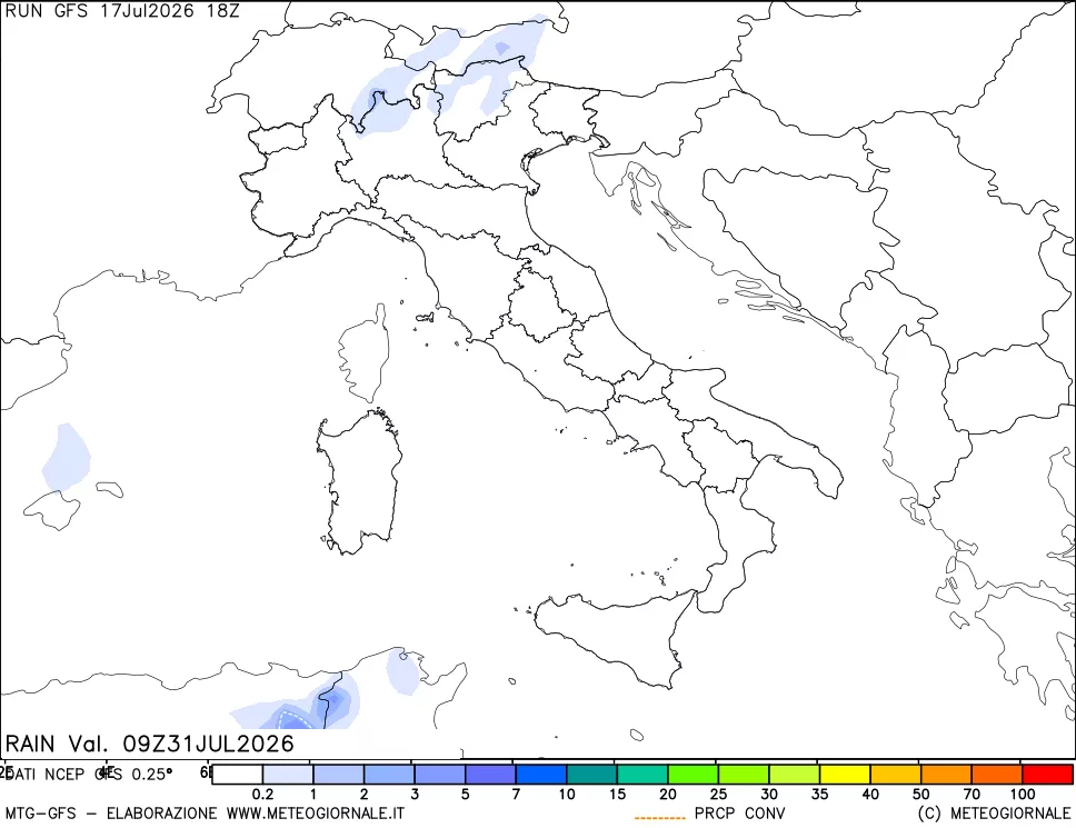 mappa Precipitazioni totali e convettive
