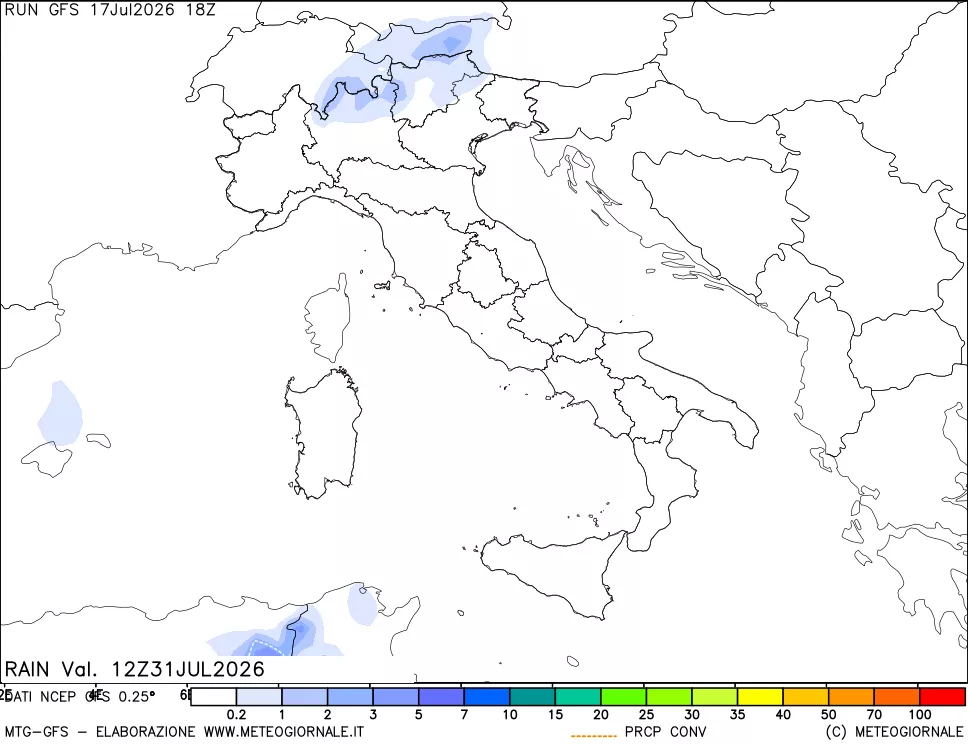 mappa Precipitazioni totali e convettive