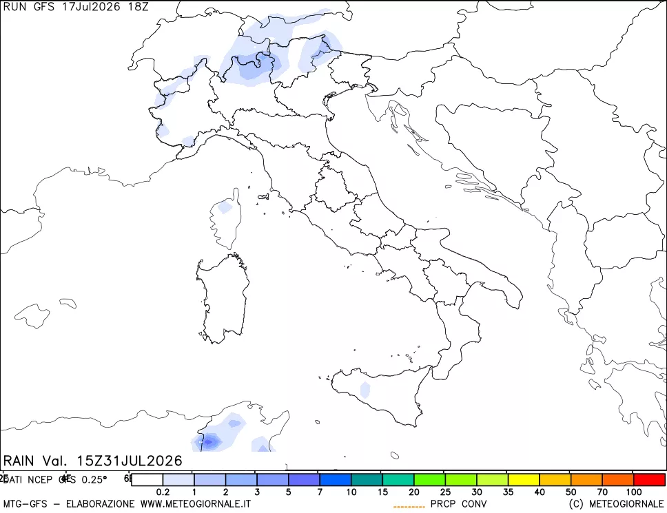 mappa Precipitazioni totali e convettive