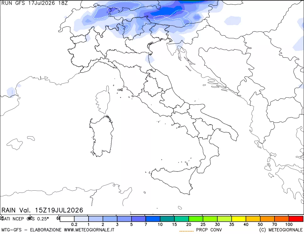 mappa Precipitazioni totali e convettive