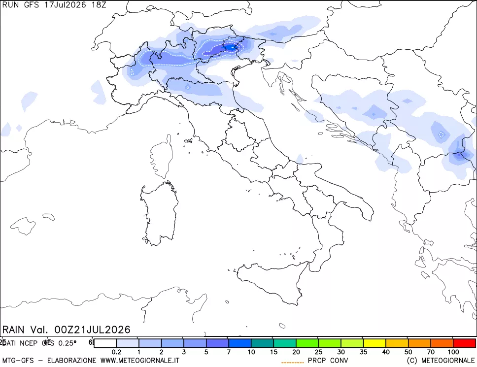 mappa Precipitazioni totali e convettive