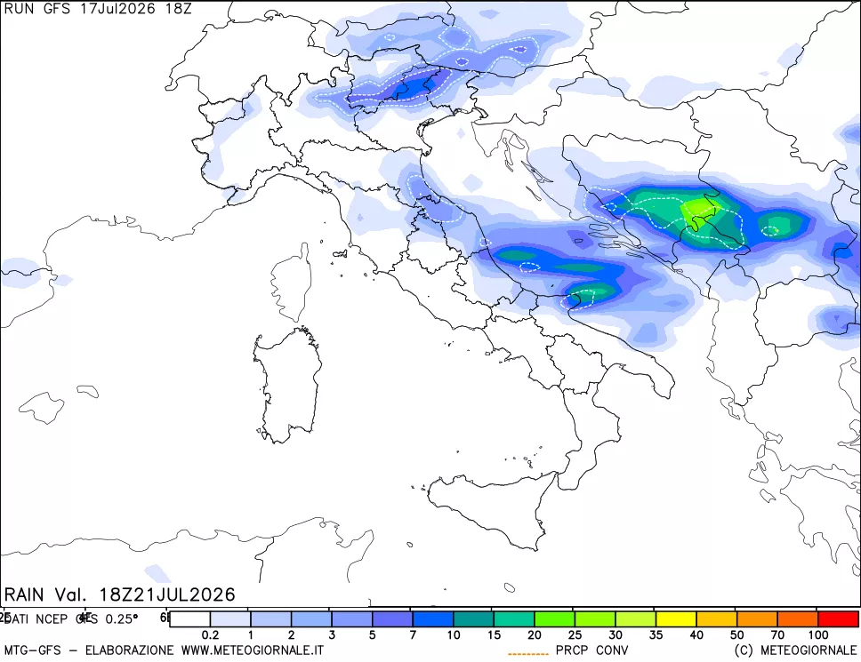 mappa Precipitazioni totali e convettive