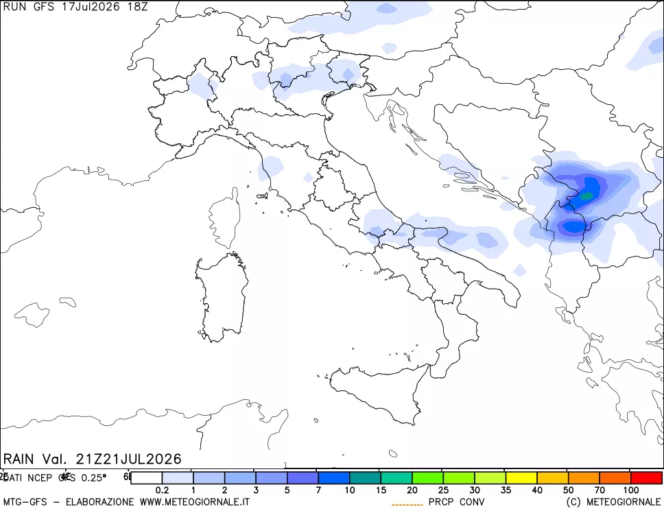 mappa Precipitazioni totali e convettive