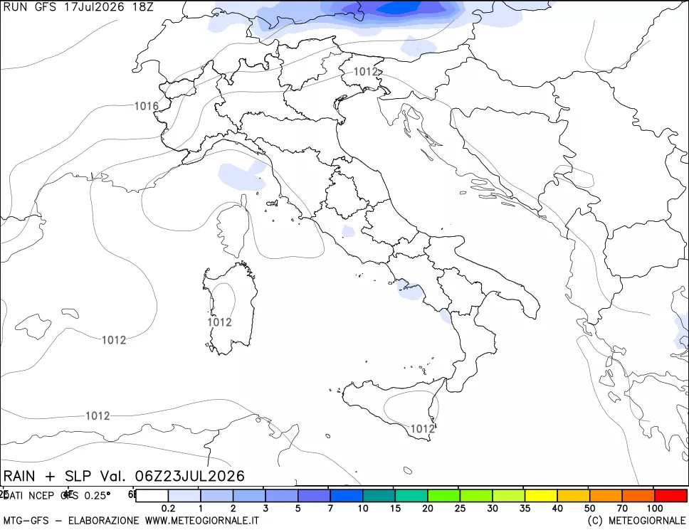 mappa Precipitazioni e pressione SLM