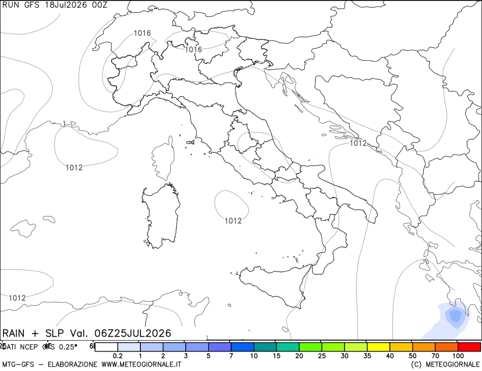 mappa Precipitazioni e pressione SLM