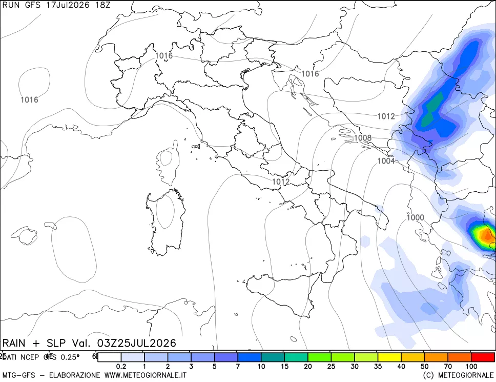 mappa Precipitazioni e pressione SLM