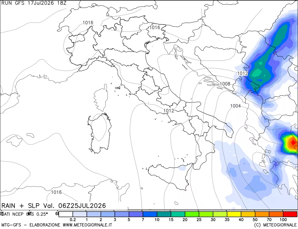 mappa Precipitazioni e pressione SLM