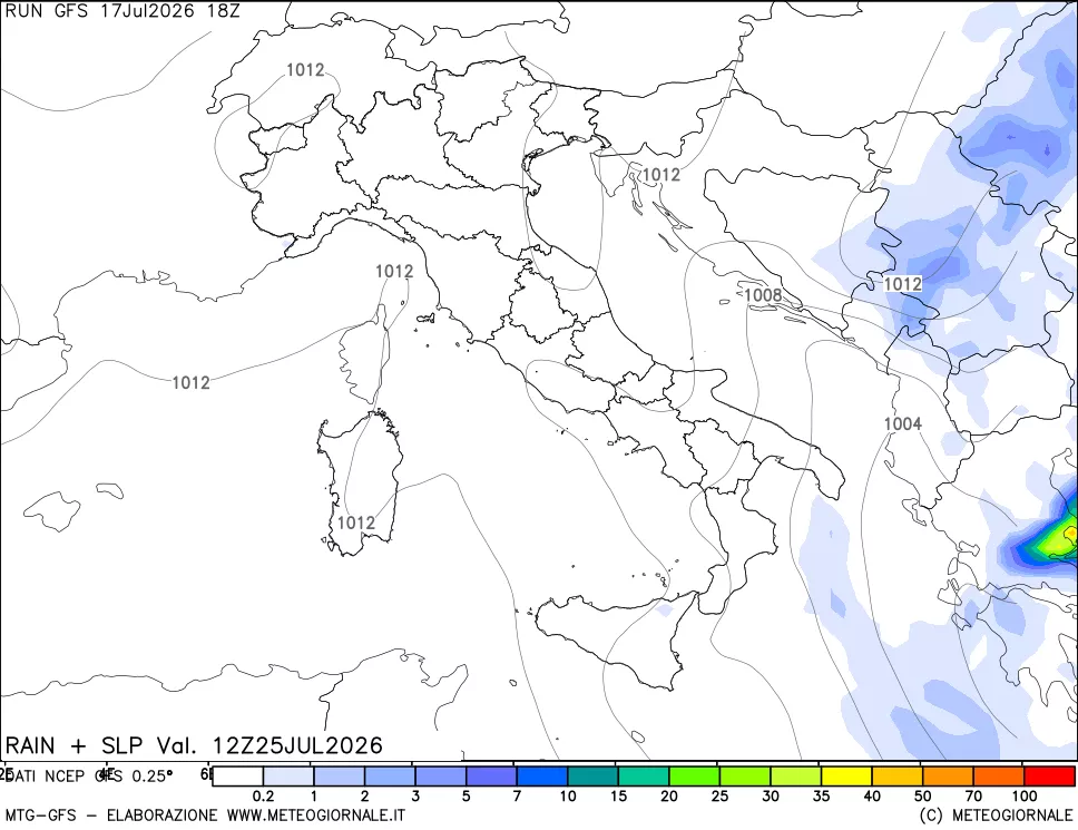 mappa Precipitazioni e pressione SLM