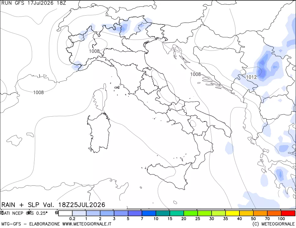 mappa Precipitazioni e pressione SLM