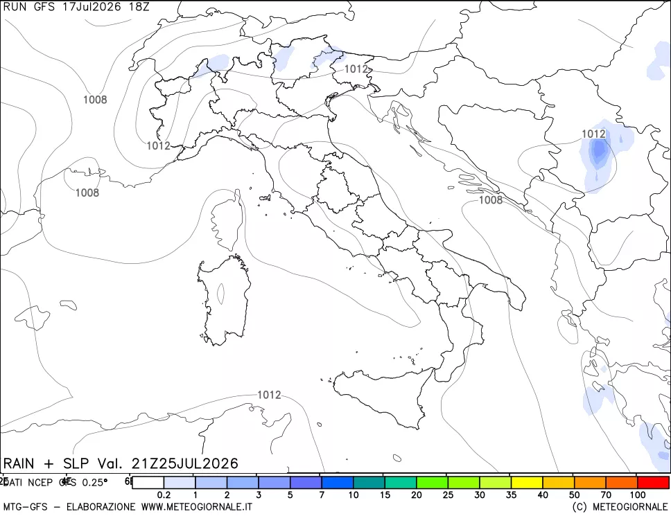 mappa Precipitazioni e pressione SLM