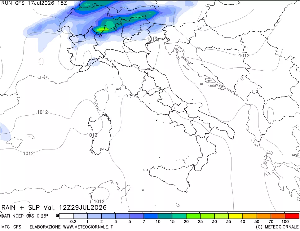 mappa Precipitazioni e pressione SLM