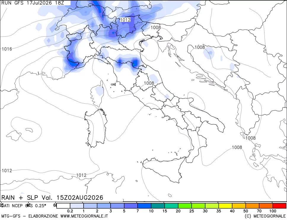 mappa Precipitazioni e pressione SLM