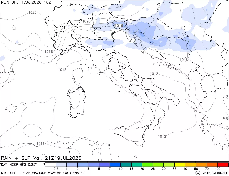mappa Precipitazioni e pressione SLM
