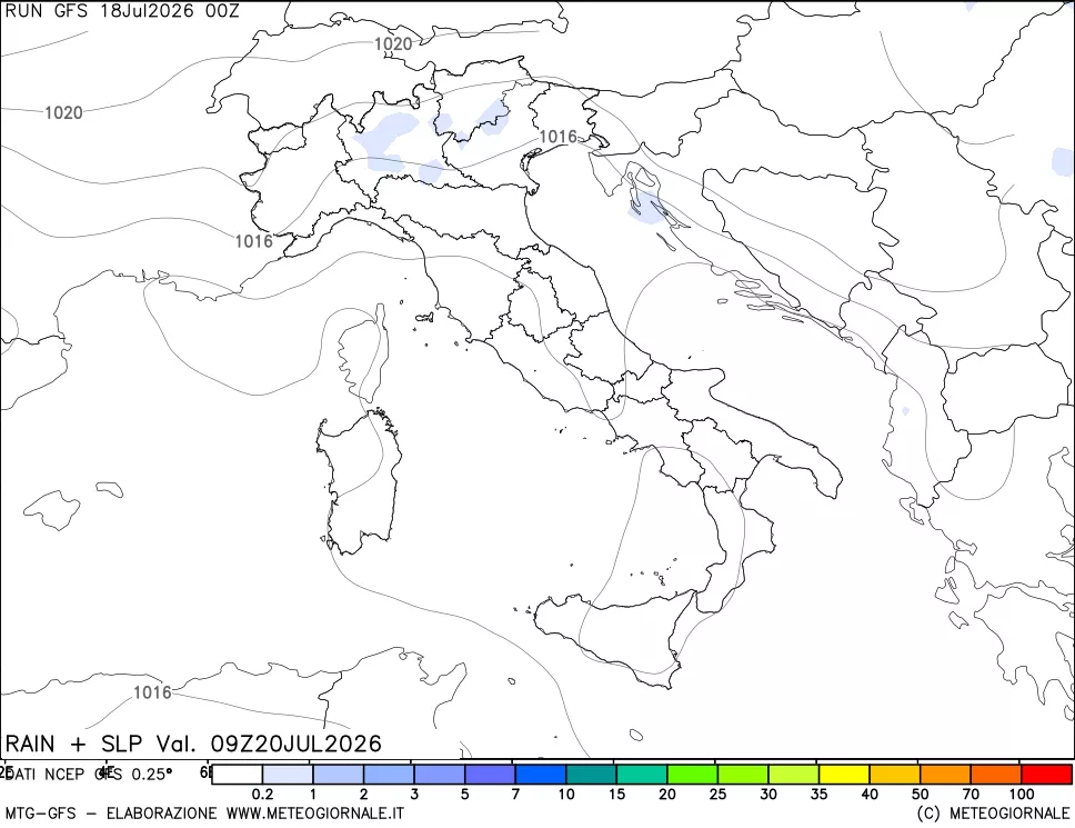 mappa Precipitazioni e pressione SLM