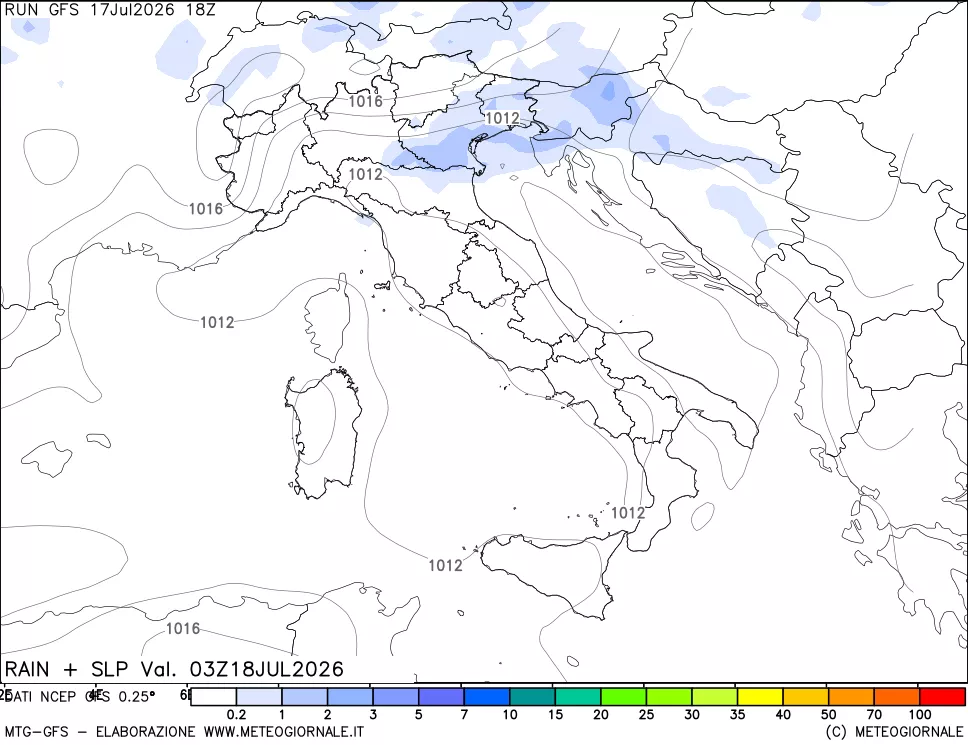 mappa Precipitazioni e pressione SLM
