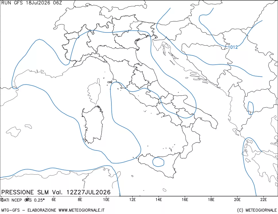 mappa Pressione sul livello del mare