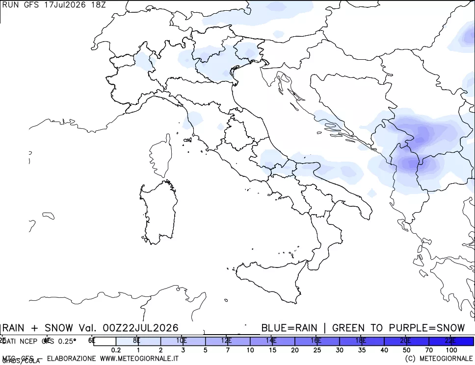 mappa Precipitazioni totali e nevose
