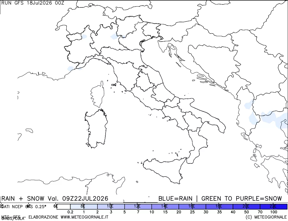 mappa Precipitazioni totali e nevose