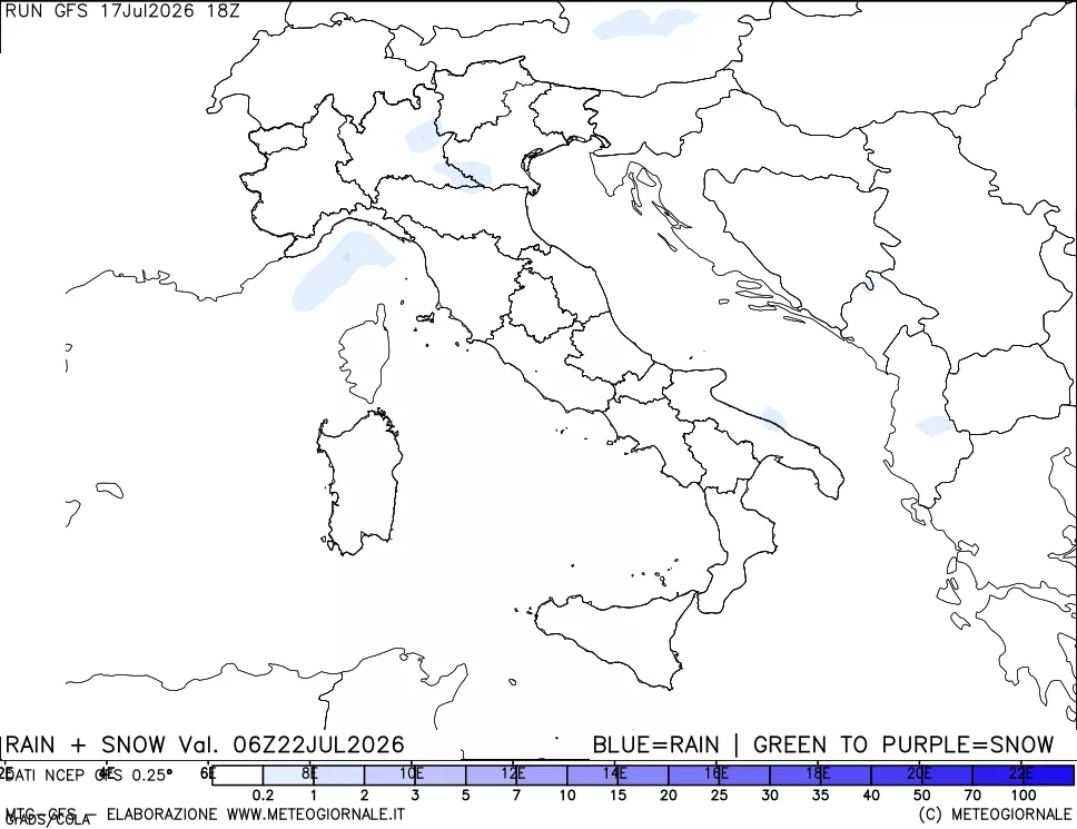 mappa Precipitazioni totali e nevose