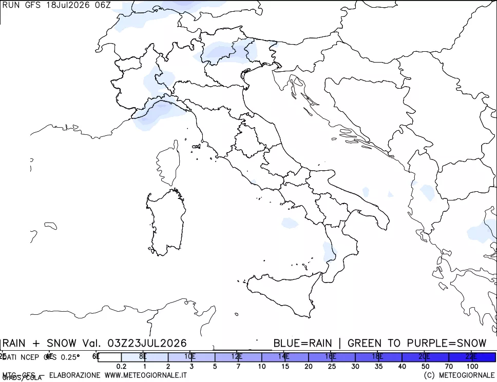 mappa Precipitazioni totali e nevose