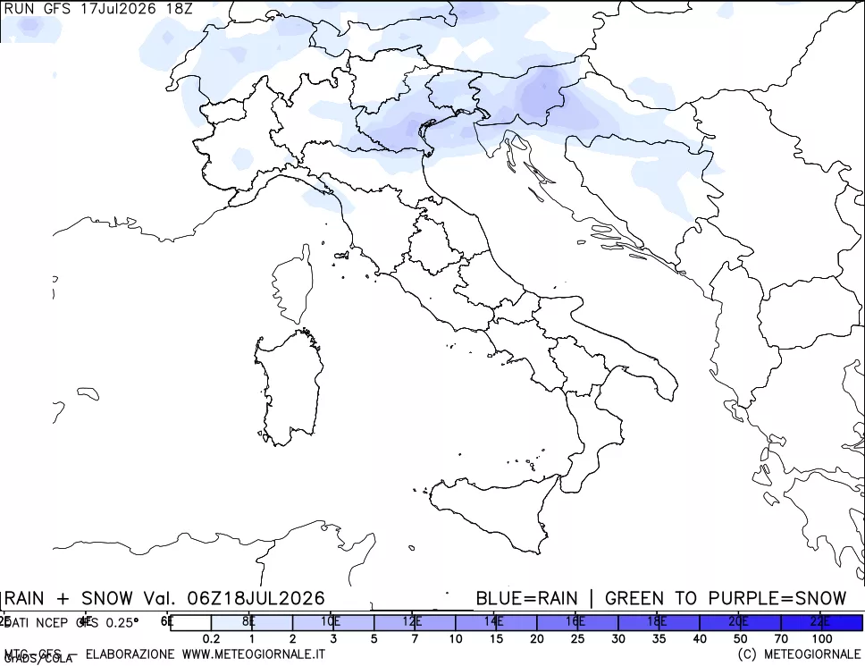 mappa Precipitazioni totali e nevose